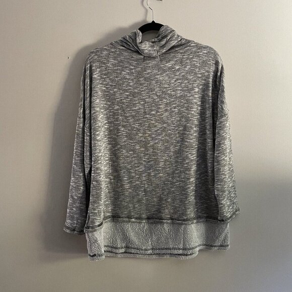 Andrea Jovine Women Sz M Heather Gray Long Sleeve Drawstring Cowl Neck Top - Picture 9 of 9